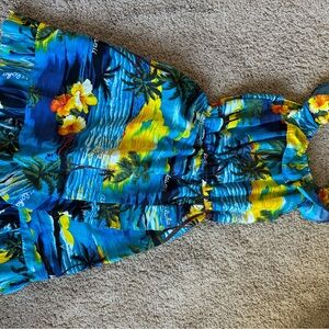 Kids Vibrant Floral Dress - Blue and Yellow